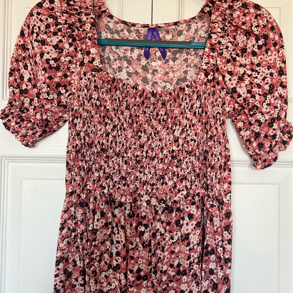 Seraphine Pink Floral Shirred Maternity & Nursing Dress W0-10722-PINK